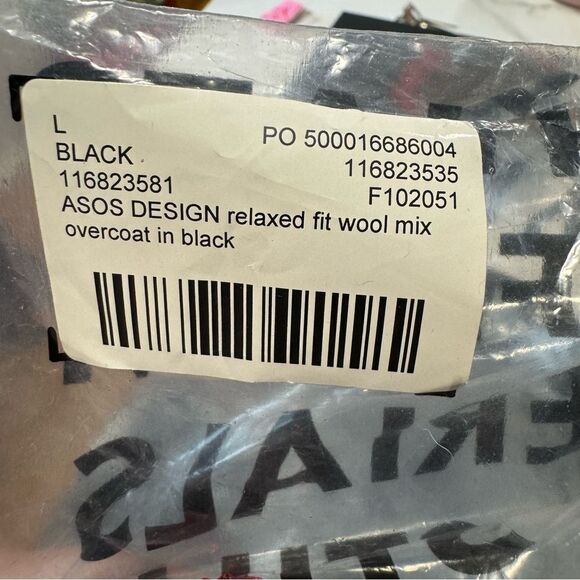 ASOS Design relaxed fit wool mix overcoat in Black - Picture 3 of 8